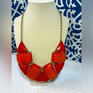 Vintage Orange Bib Necklace, Statement Funky Necklace